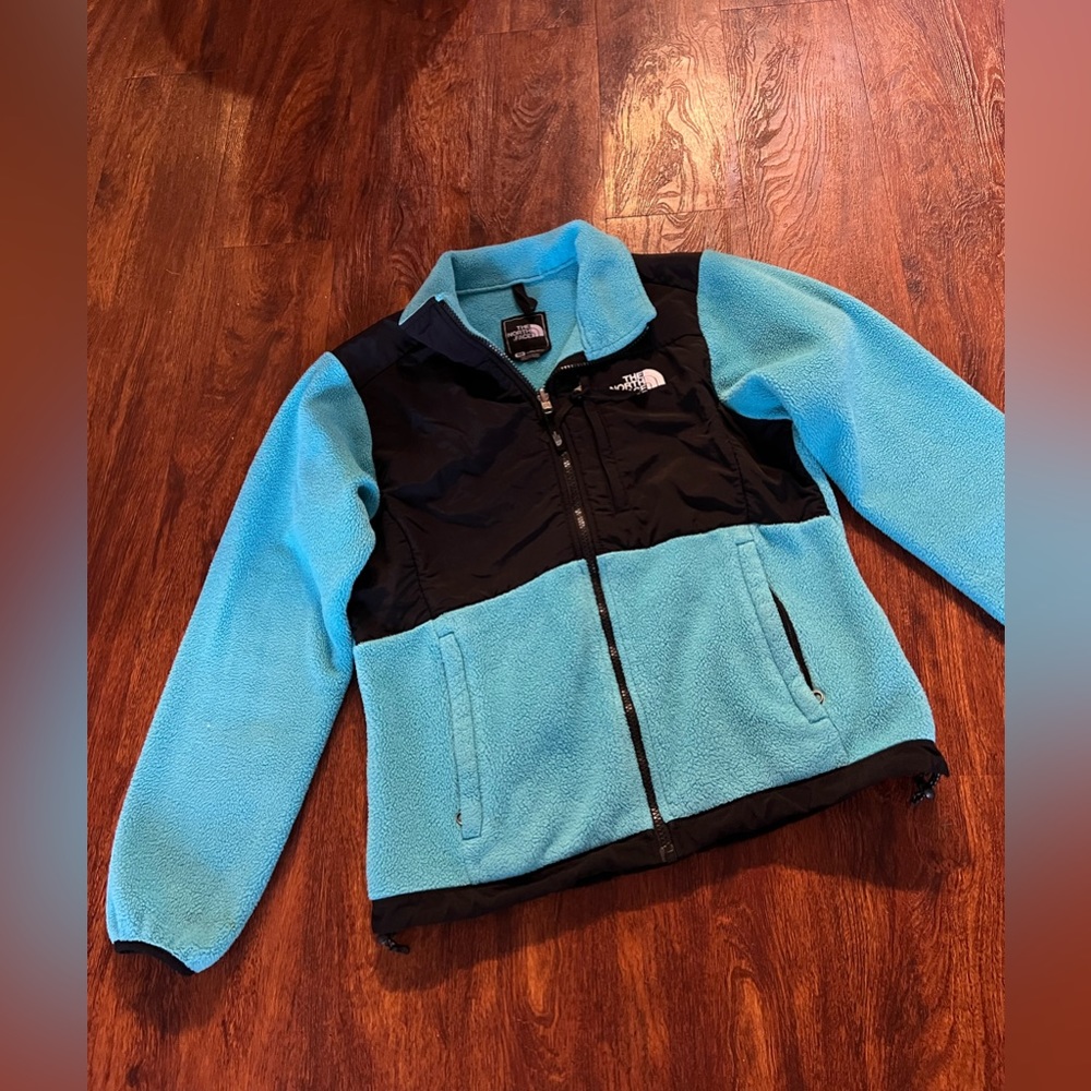 Vintage north face teal fleece jacket